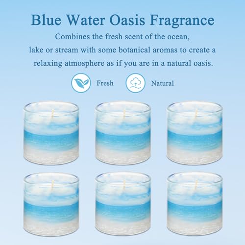 FLAVCHARM 6 Pack Candles for Home Scented Aromatherapy Candles Gift Set Clean Burning Non Toxic Long Lasting Ocean Theme V...