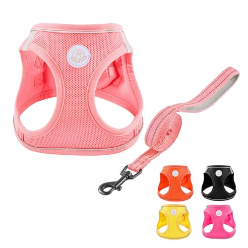 HIHANHAN Soft Mesh Dog Harness and Leash Set, No Pull Puppy Harness and Leash Set, Reflective Step in Harness for Small Me...
