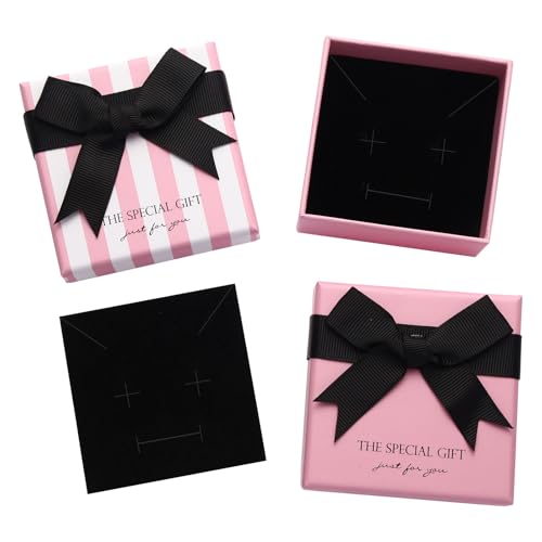 14pcs Small pink Cardboard Gift Jewelry Boxes for Necklace, Earring, Ring, Pendant, Bracelet, Anklet, Jewelry Holder，Bulk ...
