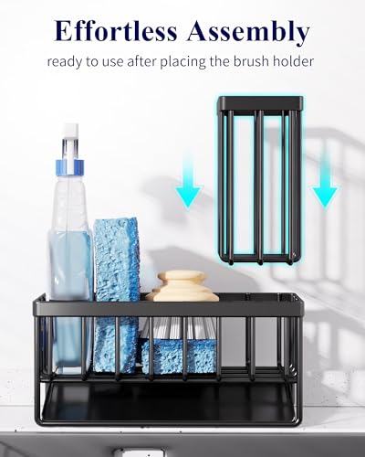 Kitsure Sponge Holder for Kitchen Sink - Rustproof Stainless Steel Sink Caddy Organization and Storage Essentials with Hig...