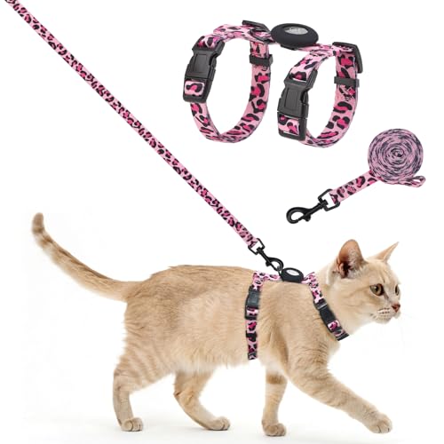 SCENEREAL Adjustable Cat Harness and Leash Set with AirTag Holder, Escape-Proof Design for Small to Large Cats, Lightweigh...