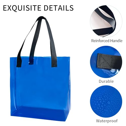 TotePrint Beach Bag Waterproof Clear Tote Bag12.2"x11.81"x4.33" Sandproof with Handles, Heavy Duty PVC for Pool & Travel