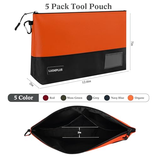 LUCKIPLUS Canvas Tool Pouches Small Tool Bags with Zipper & Carabiner Clip Heavy Duty Zippered Tool Pouch Organizer Multip...
