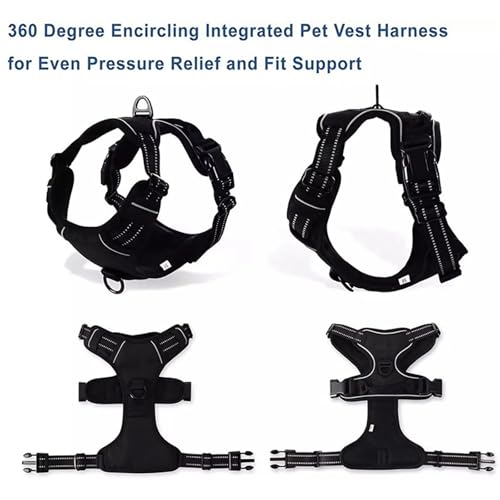 Dog Harness and Leash Set,Eflective and Breathable Pet Harness, Adjustable Comfortable Soft Padded Vest Harness Easy Contr...