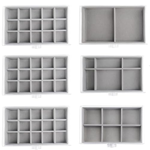 Watpot Acrylic Jewelry Box with 6 Drawers, Clear Earring Storage Organizer Display Case for Women Girls, Gray