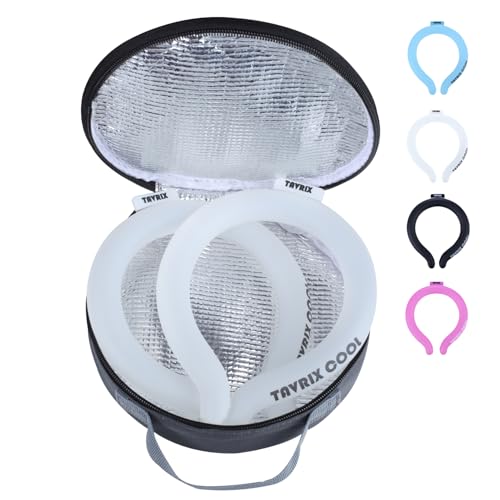 2Pack Neck Cooling Tubes with Insulated Cooler Bag - Reusable Ice Neck Cooler for Hot Weather, Hands Free Cooling Ring, Ch...