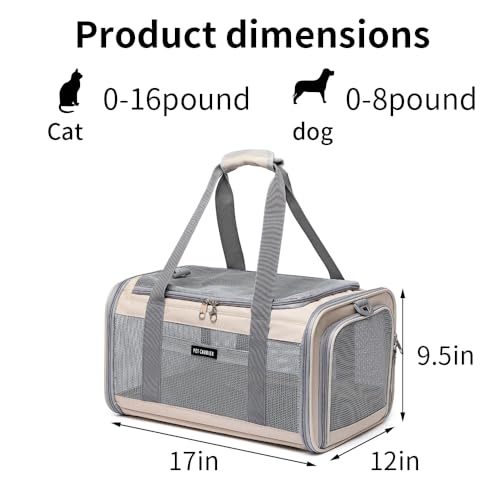 Ioview Airline Approved Pet Carrier for Cats and Small Dogs, Breathable and Collapsible Design, Portable Travel Bag for Be...
