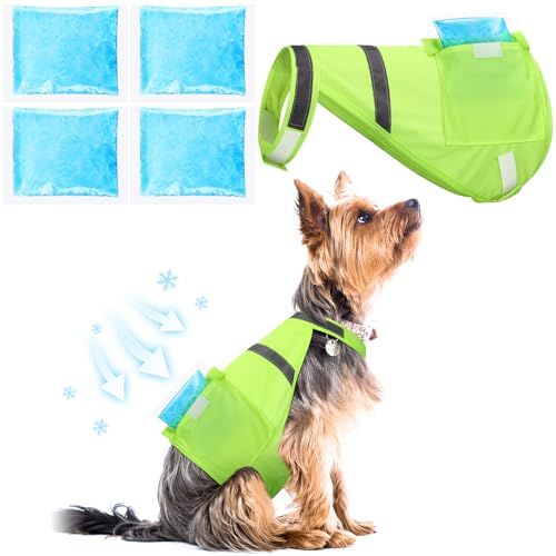 Aliceset 2 Pcs Dog Cooling Vest with 4 Recyclable Ice Pack Summer Outdoor Dog Cooling Harness Pet Adjustable Jacket Coole...