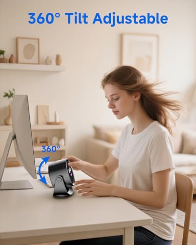 YOSHENMO Portable Desk Fan for Bedroom, Turbo Table Fans with smile icon LED Display, 6-inch, 5-Speed Strong Airflow, Low ...