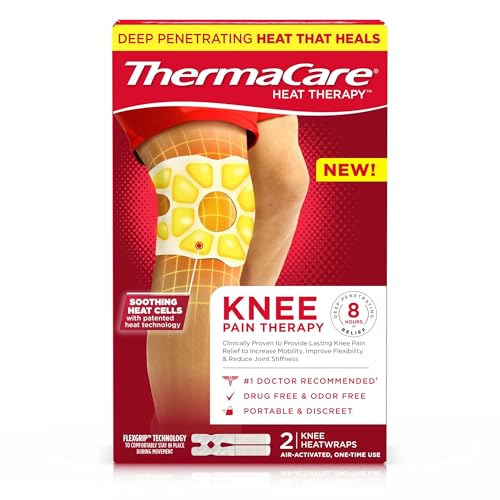 ThermaCare Knee HeatWraps - Targeted Knee Pain Relief with 8-Hour Therapeutic Heat - Flexible, Discreet, Drug-Free Portabl...