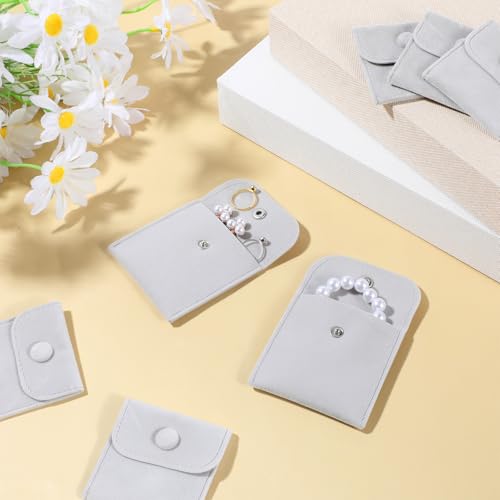 Tweruna 12 PCS Microfiber Jewelry Pouch, 8×8cm Small Jewelry Pouch, Snap Button Small Gift Pouches for Travel, Storage and...