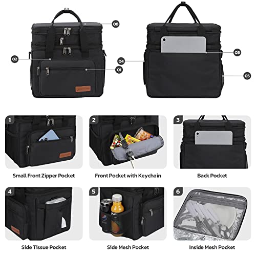 Maelstrom Lunch Box, 23L Insulated Lunch Bag, Expandable Double Deck Cooler Bag, Lightweight Leakproof Tote Bag With Side ...