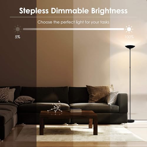 BoostArea Floor Lamp/Standing Lamp, 20W 2000LM LED Torchiere Lamp, Stepless Dimmable, Touch Control, 3000K Daylight, 50000...
