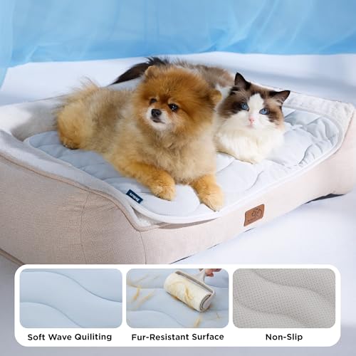 Bedsure Cooling Mat for Large Dogs - Q-Max>0.4 Thin Breathable Cooling Crate Pad Indoor for Pet with Chill Cool Fiber as C...