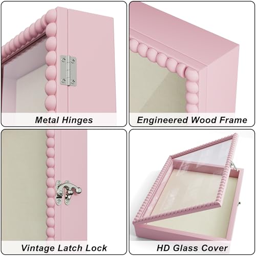 Love-KANKEI Shadow Box Frame 11x14, Deep Large Shadow Box Display Case with Unique Beads Door and Glass Window, Wood Memor...