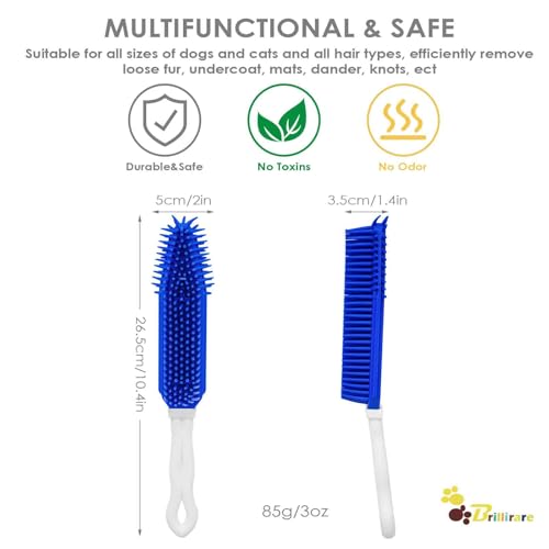 BRILLIRARE 2 Pack Dog Grooming Bath Brush, Premium Soft Silicone Pet Brushes with Handle, Shampoo Soothing Comb for Wet Dr...