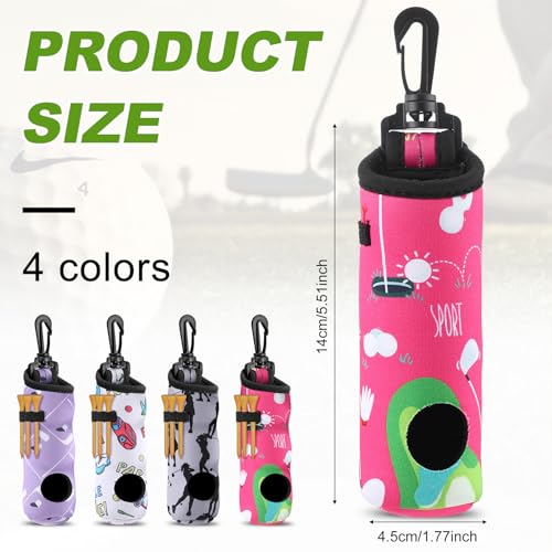 4 Pieces Golf Tee Holder Golf Ball Carry Bag Pouch Ball Holder Keychain Belt Clip Gifts Accessories