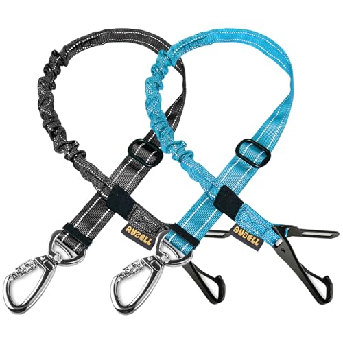 AUBELL Dog Seat Belt for Car,2 Pack Set 3-in-1 Adjustable Reflective Bungee Heavy Duty Dog Car Harness Tether with Clip Ho...