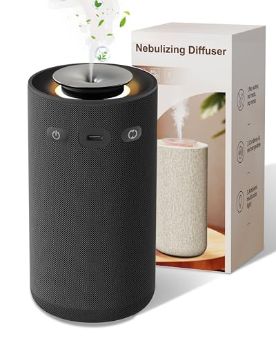 Waterless Essential Oil Diffuser,Portable Car Aromatherapy Diffuser,Rechargeable Cordless Scent Device with Fabric Design,...