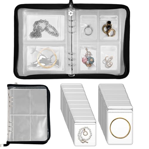 Travel Jewelry Organizer Transparent Jewelry Storage Book Set with Anti-oxidation Pocket Traveling Necklace Earring Organi...
