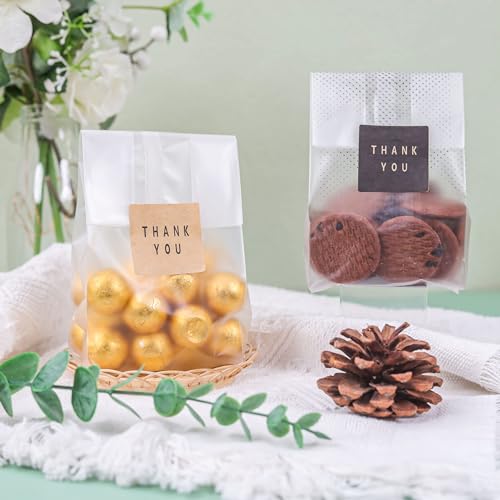 LOKQING Cellophane Treat Bags Cookie bags for Packaging Clear Gift Bag with Stickers for Cookies,Candy,Chocolates,Mothers ...