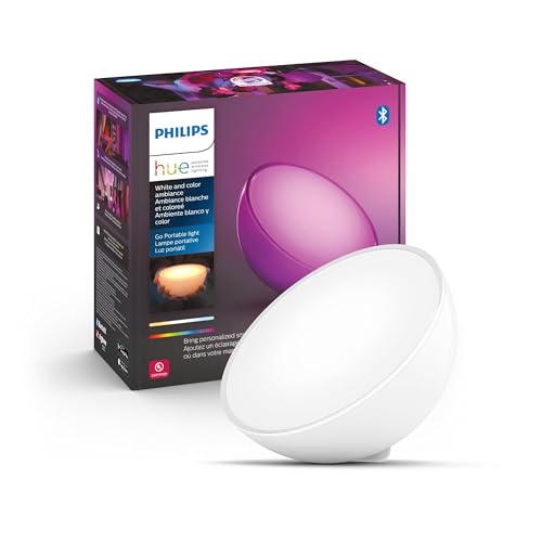 Philips Hue Go Smart Portable Dimmable Table Lamp, White - White and Color Ambiance LED Color-Changing Light - 1 Pack - In...