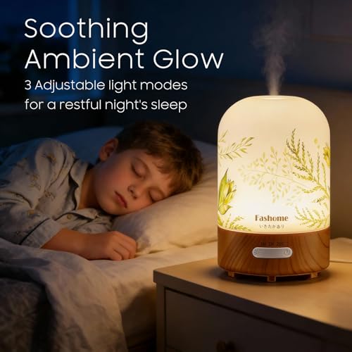 Essential Oil Diffuser Hand Blown Glass, 100ml Small Aromatherapy Diffuser, Auto Shut-Off Function, Ultrasonic Diffusers f...
