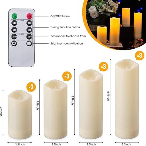 CAKETYCG Flameless Candles with Remote Control Waterproof Outdoors & Indoors, Battery Candles with Remote Timer, Decorativ...