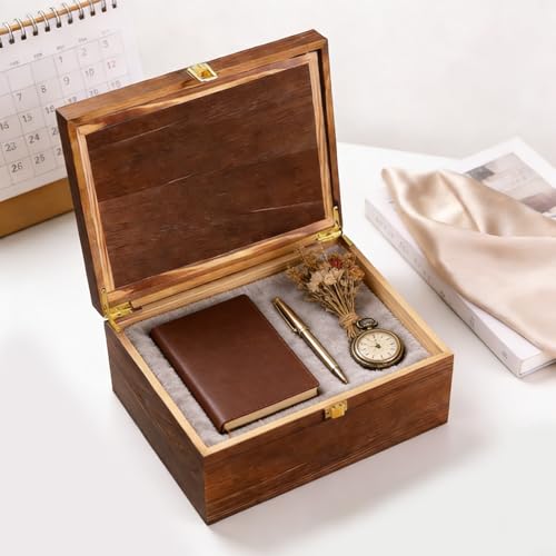 LUHUADUO Wooden Keepake Box, Large Tree of Life Storage Memory Box with Hinged Lid for Storing Photo, Jewelry, Gifts, Deco...