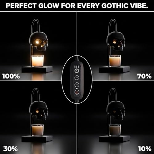 Nomnu Skull Candle Warmer Lamp with Timer & Dimmer *Candles NOT Included – Black Gothic Table Lamp Candle Warmer Adjustabl...