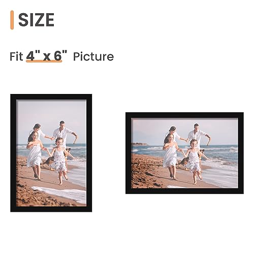 upsimples 4x6 Picture Frame Set of 3, Made of High Definition Glass for 4 x 6, Wall and Tabletop Display Thin Border Photo...