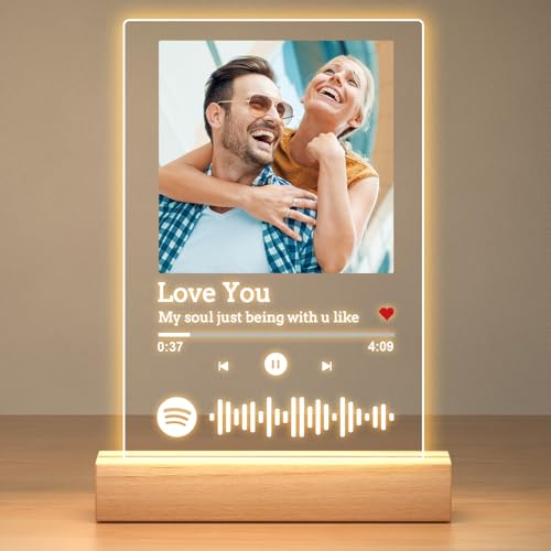 Bulaient Custom Spotify Plaque, Custom Acrylic Song Plaque Picture Frames, Personalized Photo Frame, Personalized Annivers...
