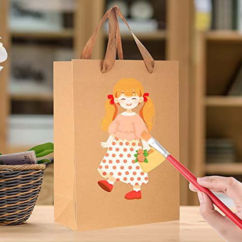 12 Pcs Kraft Paper Bags with Handles, Brown Paper Gift Bags Bulk, Small, Medium & Large Retail Bags for Small Business, Sh...