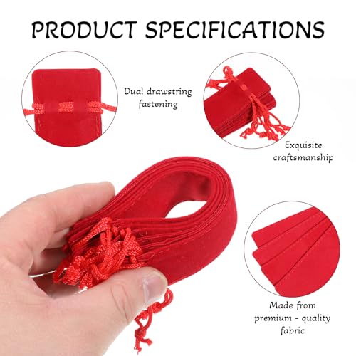 Ezymivs Velvet Drawstring Pen Sleeve Pouch, 20 PCS Red Single Pen Holder Small Pencil Case Bag Protective for Adults Offic...