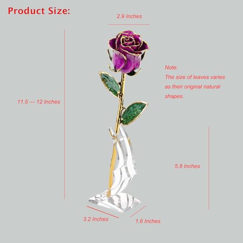 MAXSPT Gold Rose, 24K Gold Dipped Real Rose is Attractive Luster and Natural Shape, Best Gifts for Anniversary Wedding Val...