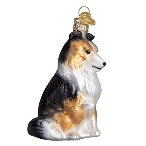 Old World Christmas Sheltie Glass Blown Ornament for Christmas Tree, Handcrafted Holiday Decoration, Dog Collection