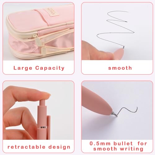 Aesthetic School Supplies with Pencil Pouch - 27Pcs Cute College Essentials Set, Big Capacity Pen Case, Pastel Highlighter...