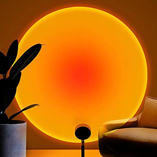 Balkwan Sunset Lamp Projection Rotation Rainbow Lamp Led Romantic Visual Led Light Network Red Light with USB Modern Floor...