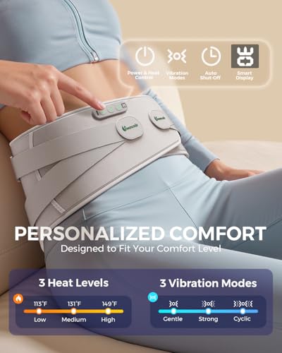 Cordless Heating Pad for Back Pain Relief, Lower Back Massager with Heat & Rechargeable Built-in Battery, Portable Wearabl...