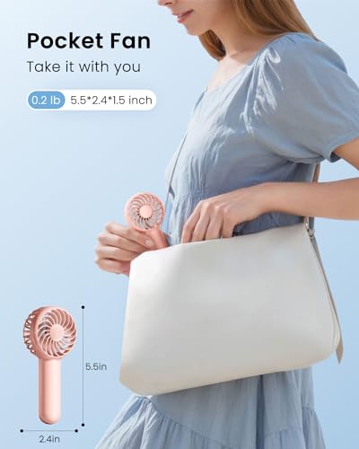 Gaiatop Mini Portable Fan, 3 Speed Powerful Handheld Fan, 2000mAh Battery Operated Cute Design Personal Small Fan, USB Rec...