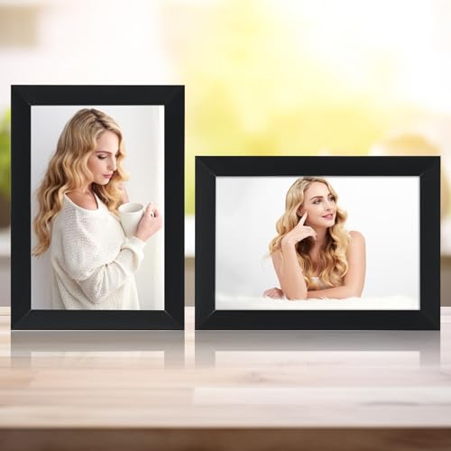 LBECUA 4x6 Picture Frame Set of 2, Wooden Picture Frames with HD Plexiglass Display Photo 4x6, Horizontal and Vertical for...