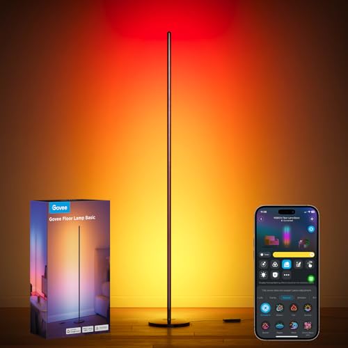 Govee RGBIC Floor Lamp Basic, 1000lm LED Corner Lamp Compatible with SmartThings, Alexa, and Matter, Modern Floor Lamp wit...