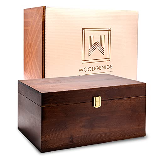 Wooden Gift Boxes - Large Memory Box For Keepsakes, Decorative Boxes With Lids, Wooden Box With Hinged Lid, Wood Boxes, St...