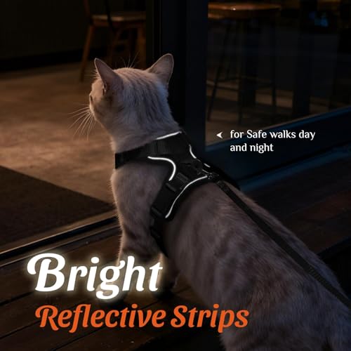 Dooradar Cat Harness and Leash Set, Escape Proof Safe Adjustable Kitten Vest Harnesses for Walking, Easy Control Soft Brea...