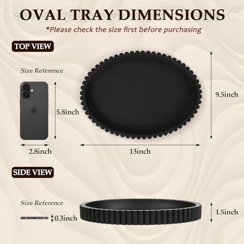 Cathyeen Oval Tray for Coffee Table Decor, 13" Concrete Tray, Table Centerpieces Decorative Trays for Home Decor, Modern D...