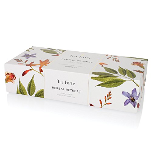Tea Forte Premium Petite Presentation Box Gift Set Sampler, 10 Count, 2 of Each Blend Individually Wrapped Handcrafted Pyr...