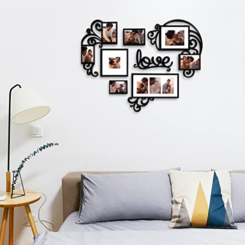 HELLO LAURA-Picture Frame Collage Large Wall Hanging Photo Frames Elegant Heart Collage Frame Gifts for Family Friends 4x6...