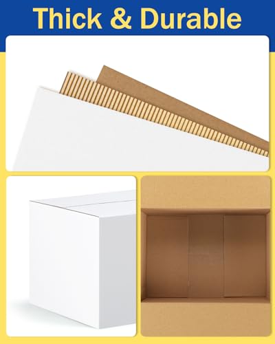 Poever Assorted-Sizes-Shipping-Boxes-45-Pack: 8x6x4 & 9x6x4 & 10x7x5 Small-Shipping-Boxes-Mailers, White Corrugated-Cardbo...