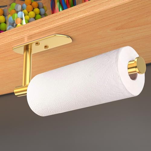 VAEHOLD Adhesive Paper Towel Holder Under Cabinet Wall Mount for Kitchen Paper Towel, Paper Towel Roll Holder Stick to Wal...