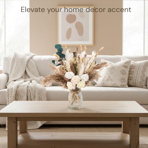 100pcs Artificial Flowers Arrangement With Vase Included, Dining Table Centerpiece Decorations, Fake Flowers in Vase, Drie...
